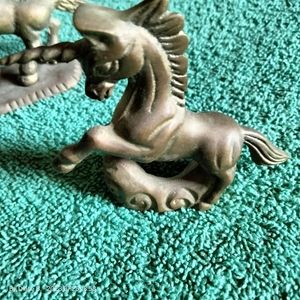 4-Vintage 70's Unicorn Brass Statues